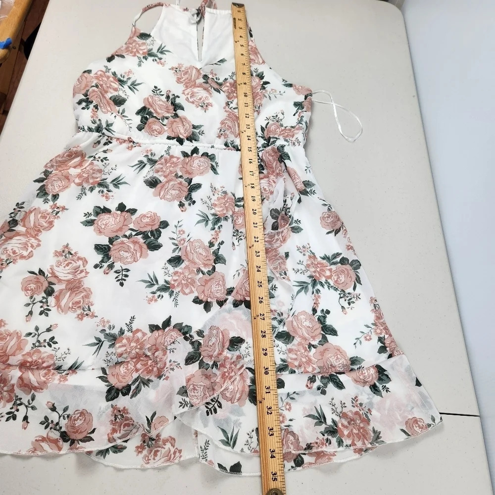 Altar'd State Floral Lined Flowy Tie Back Mini Dress Size Medium - Picture 11 of 12